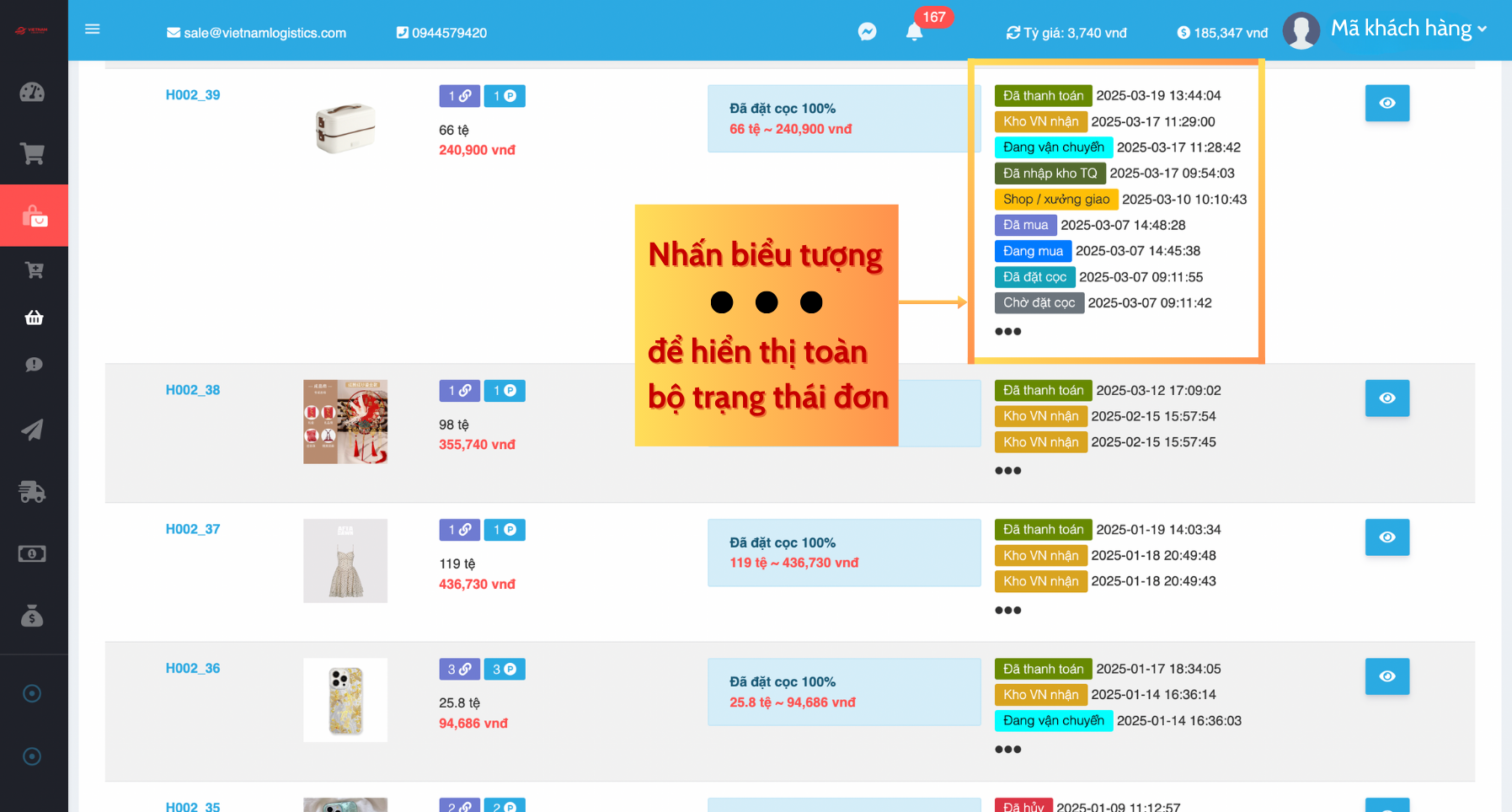 trạng thái đơn hàng